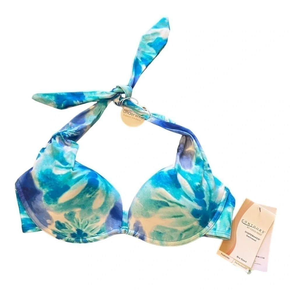 Coco Reef Contours Cameo Printed Bra-Sized Halter Top/Halo Sarong Swim Skirt NWT - Picture 4 of 10